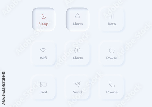 3D Neumorphic Soft UI Design. 3D Bottons.