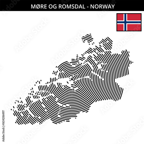 More og Romsdal with geographical map and Norway flag