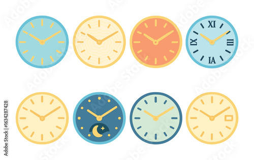 Luxury Watch Illustrations. Flat vector mini-illustrations Luxury watch dials in colors children's