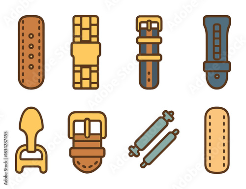 Colorful Watch Straps. Flat vector mini-illustrations Watch straps in colors children's illustrations: leather