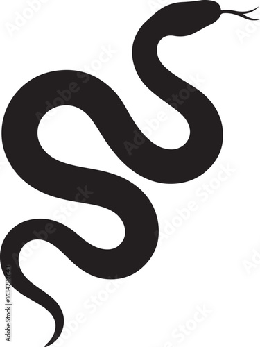 Vector Snake Silhouette Minimalist Animal Design Isolated on White