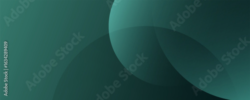A dark green background with smooth, overlapping circles. The background is green with a gradient texture, creating a modern, abstract style. Minimal abstract circles vector gradient background