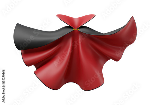 Isolated Dramatic Vampire Cape with Red and Black Lining