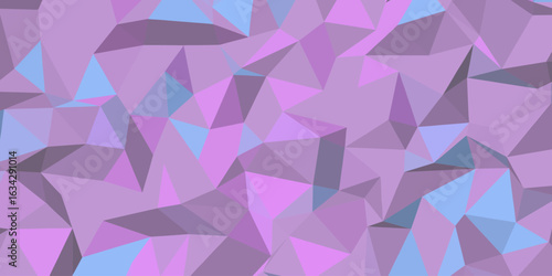 Geometric abstract pattern featuring a series of interconnected polygons in shades of pink, purple, and blue