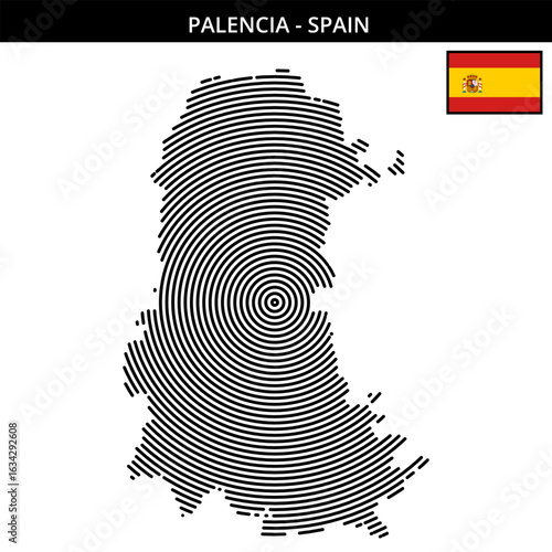 Palencia Spain map with circular design and country flag