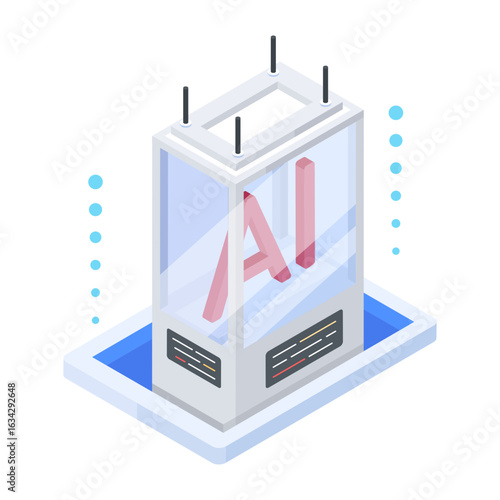 Isometric Artificial Intelligence System Module Modern Technology Concept