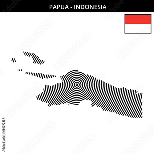 Maps of Papua Indonesia highlighting city features and flag