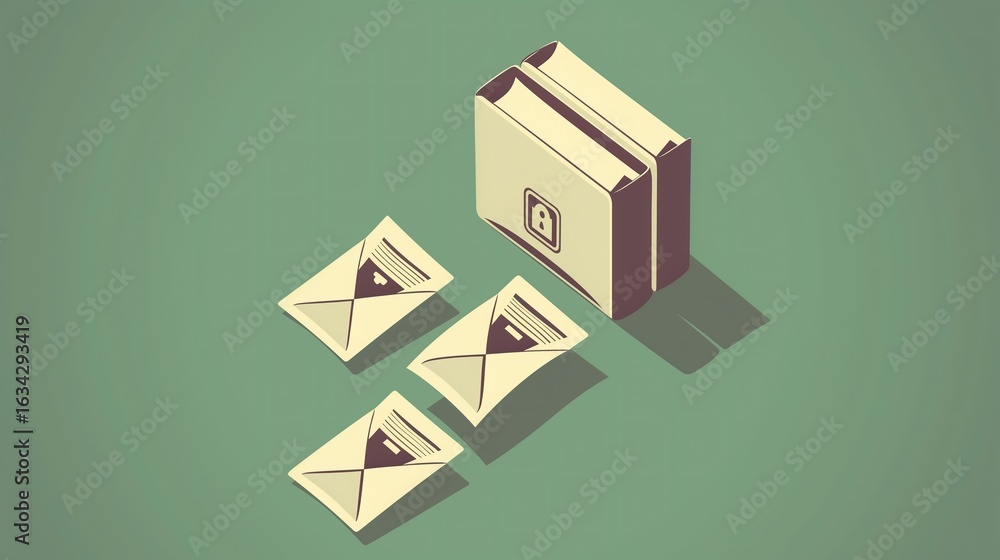 Obraz premium Illustrated, Isometric, Secure Documents Scene