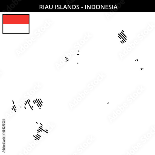 Riau Islands map featuring Indonesia flag and geographic details