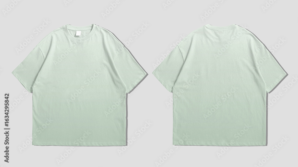 Fototapeta premium Front and back t-shirt mockup on grey background