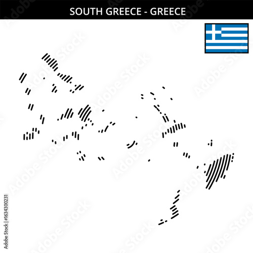 Maps of south greece with flag and geographical details