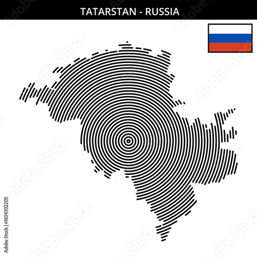 the detailed map of Tatarstan Russia with its flag