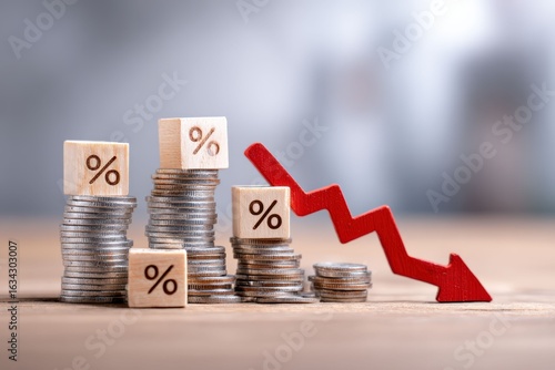 An image of falling interest rates, highlighting the financial concept of economic decline