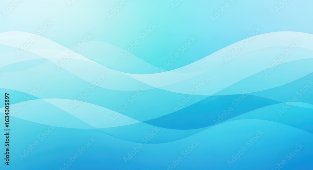 Fototapeta premium Abstract blue wavy background with overlapping transparent curved lines and gradient