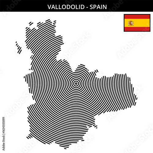 the unique map of Valladolid Spain with its flag design