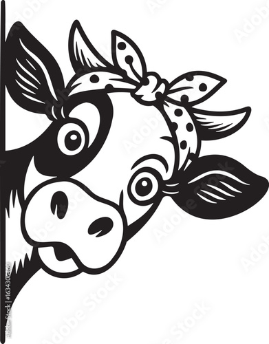 funny peeking cow