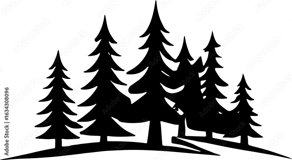 Obraz premium Pine Forest Or Forest Silhouette Concept 