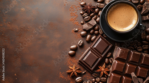 コーヒーとチョコレートの優雅な背景