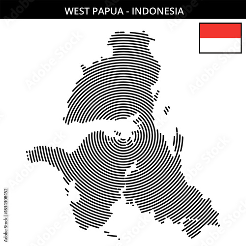 geographical maps of West Papua Indonesia with flag