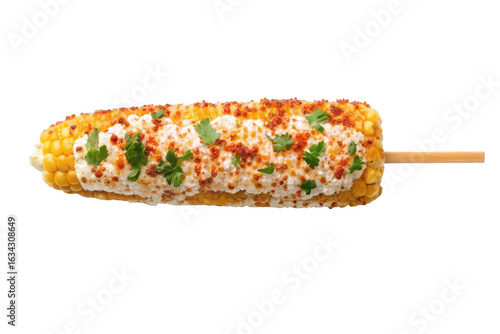 Elote mexican street corn on a stick isolated on transparent background