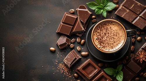 コーヒーとチョコレートの優雅な背景