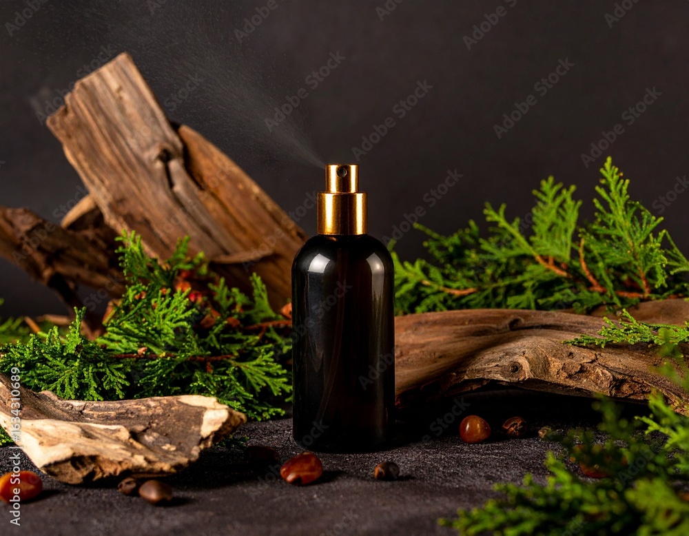 Naklejka premium Small Elegant Perfume Bottle with Natural Fragrance Elements