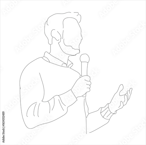 vektor confident businessman speaker making statement line art