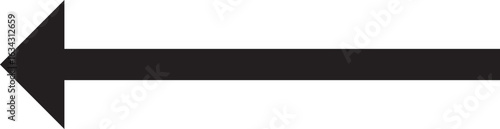 Long black arrow. Black arrow pointing left. Large arrow pointing vector . Bold thine long arrows. Vector illustration on white background. Black long arrow icon vector.
