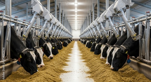 Symmetrical Vanishing Point of Holstein Cows at Automated Feeding Stations in a Modern Barn