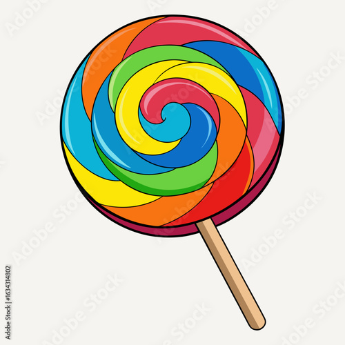 Colorful Spiral Lollipop Candy on White Background