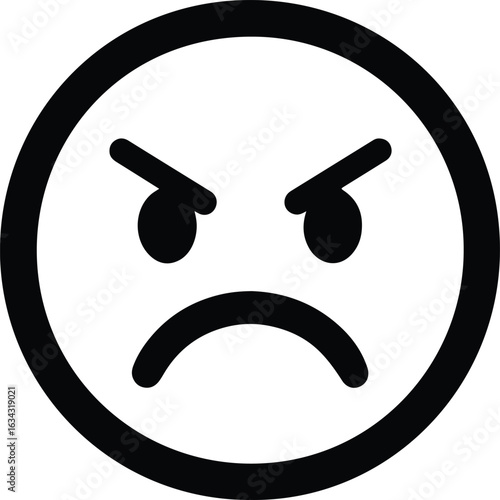 Silhouette angry face emoticon expression negative mood vector illustrator