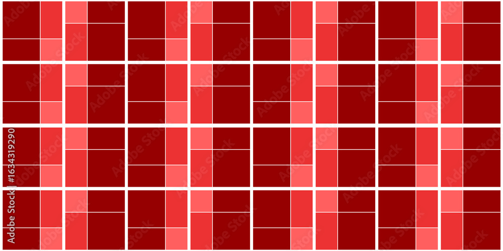 Fototapeta premium Seamless pattern of red alternating light and dark triangles and squares.