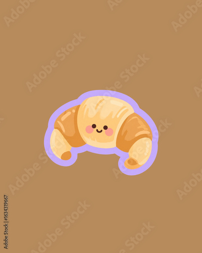 Buffalo croissant bread cartoon split background
