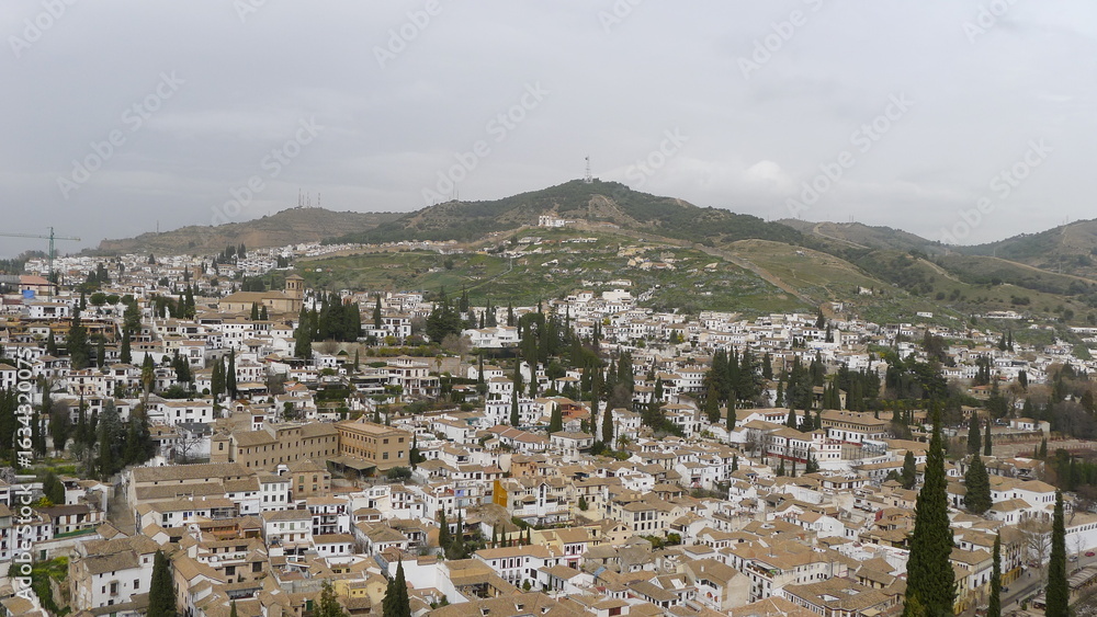 Fototapeta premium The White Houses of Albaicín from the Alhambra Fortress, Granada