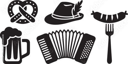 Celebrate Oktoberfest with beer, pretzel, accordion, and sausage!