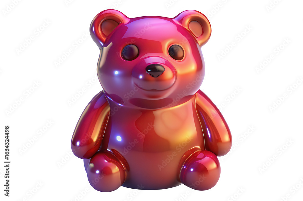 Obraz premium Shiny red 3d rendered teddy bear illustration