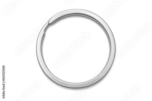 Realistic metallic key ring on transparent background