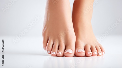 Elegant Pedicured Feet on White Background