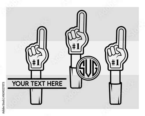Fan Foam Fingers SVG Silhouette Bundle, Hands Up With Glove With Number One, Glove Svg, Hands Up Svg, Foam Hand Supporter, Fan Foam Fingers Png, Fan Foam Fingers Svg Images,