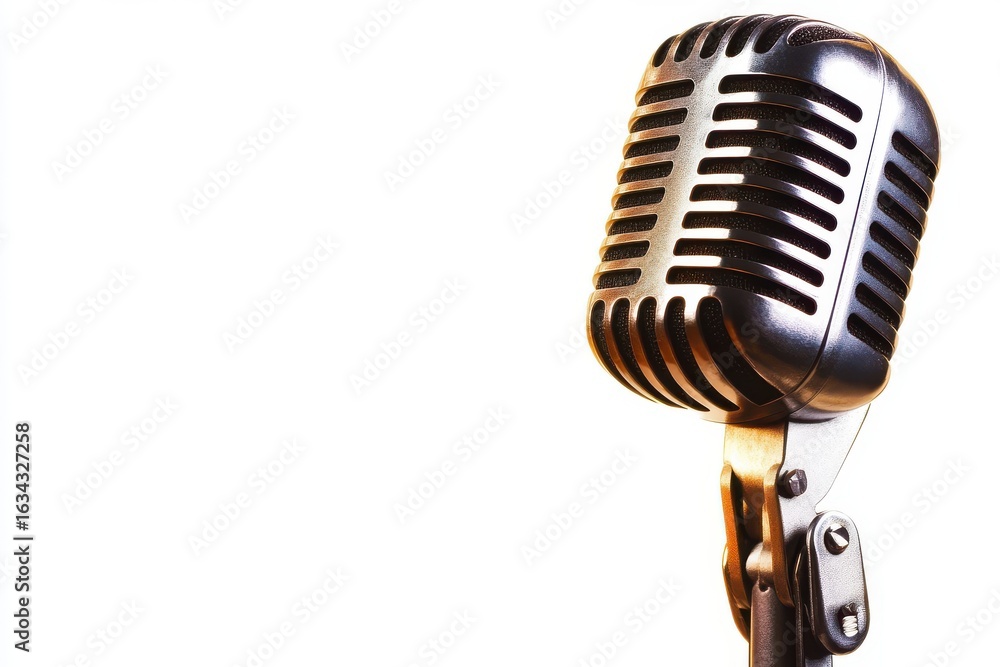 Fototapeta premium Vintage microphone isolated on white background