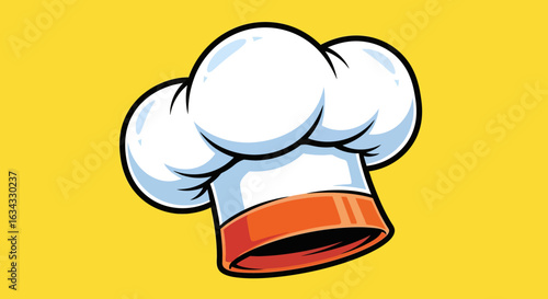Logo Template Chef Hat Vector Illustration in Cartoon Style with White Orange and Yellow Colors