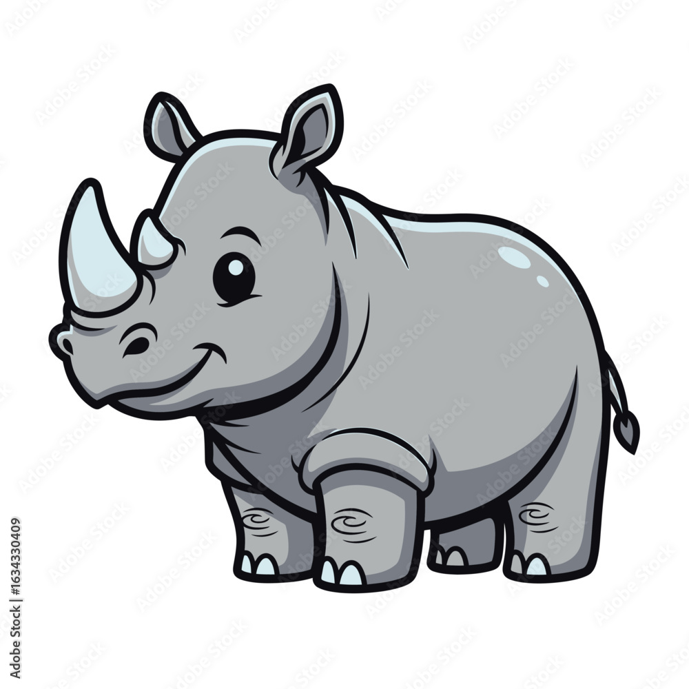 Cute Cartoon Rhinoceros Illustration Cute Cartoon Rhinoceros Illustration