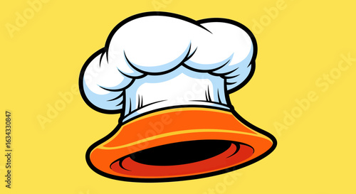 Illustration Chef Hat Vector Icon with Cartoon Style and Bright Yellow Orange Colors