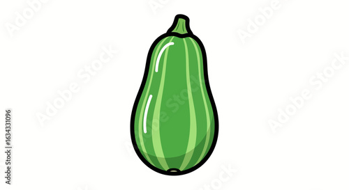 Illustration Vector of Green Squash Vegetable with Glossy Organic Style