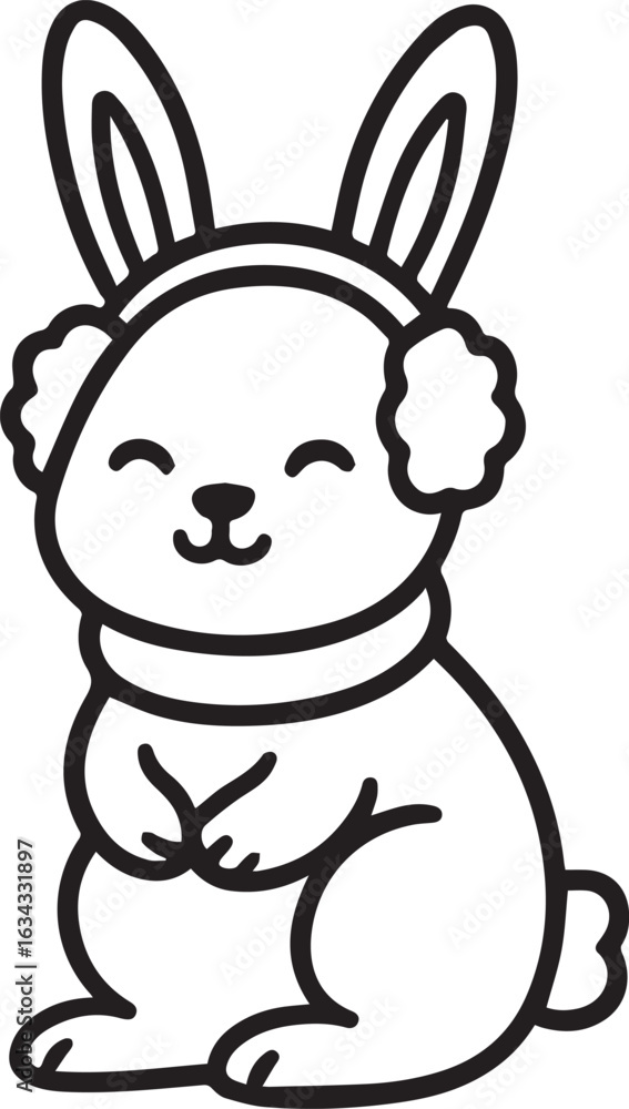 Fototapeta premium Christmas Bunny Minimal Line Art