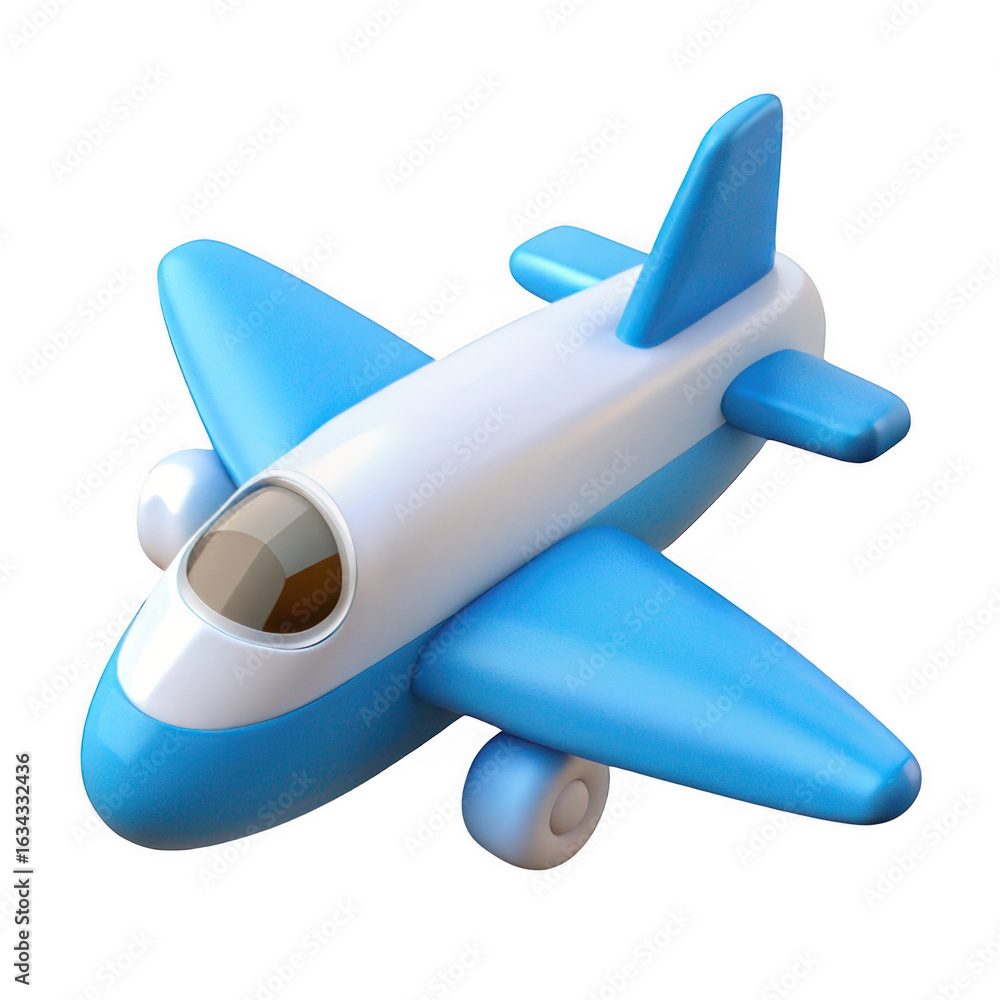 Naklejka premium 3d blue and white toy airplane