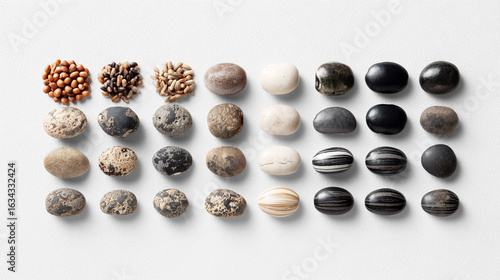 Wallpaper Mural A collection of various grains and beans, arranged in rows on a white background. Torontodigital.ca