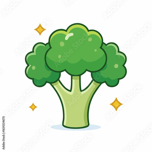 Vibrant broccoli vector illustration with sparkling accents showcasing freshness and health