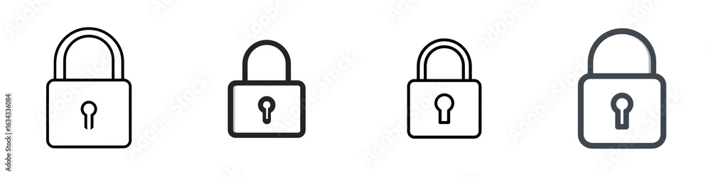 Padlock Icon Set: Art Security Symbols on White Padlock Icon Set: Art Security Symbols on White