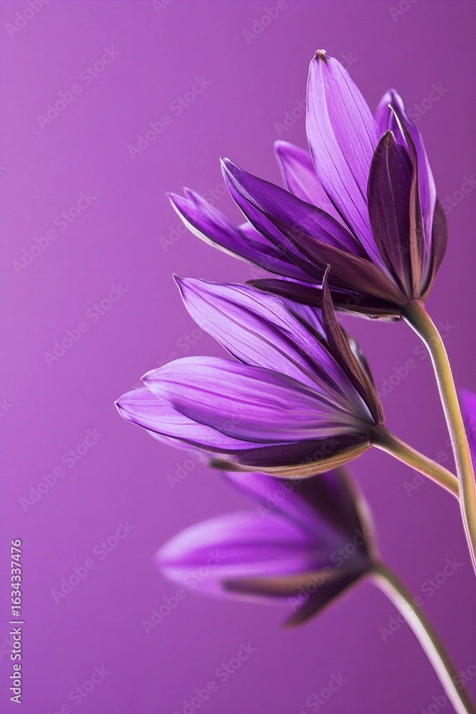 Fototapeta premium Purple Flower Closeup Deep Violet Petals Background
